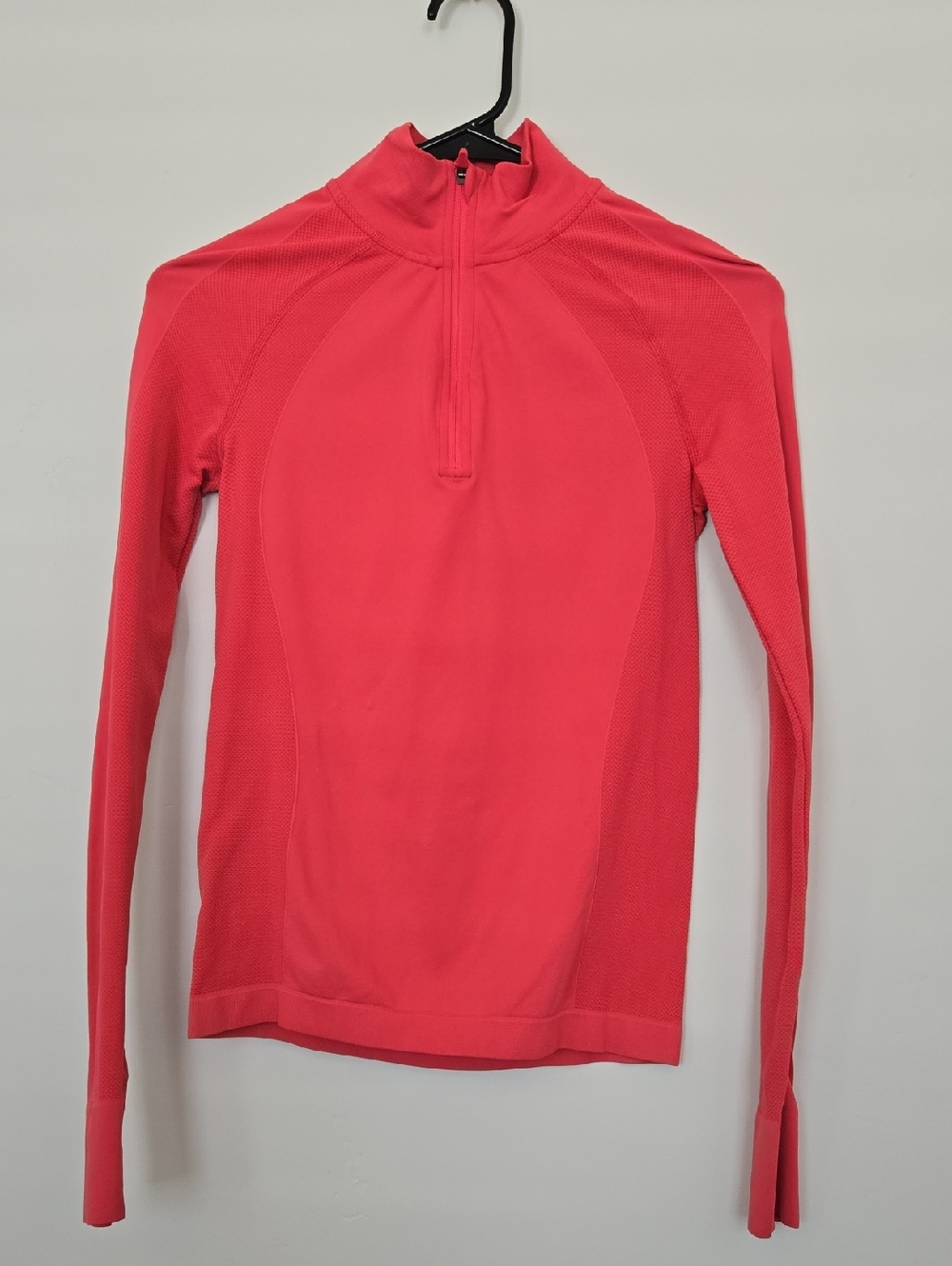 Sweaty Betty Coral Pink Half-Zip Long Sleeve Performance Top